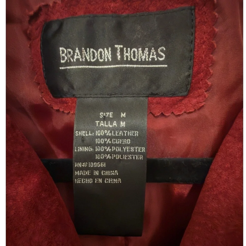 Vintage Brandon‎ Thomas Burgundy Red Suede Leather Blazer Jacket Womens M - Picture 3 of 8